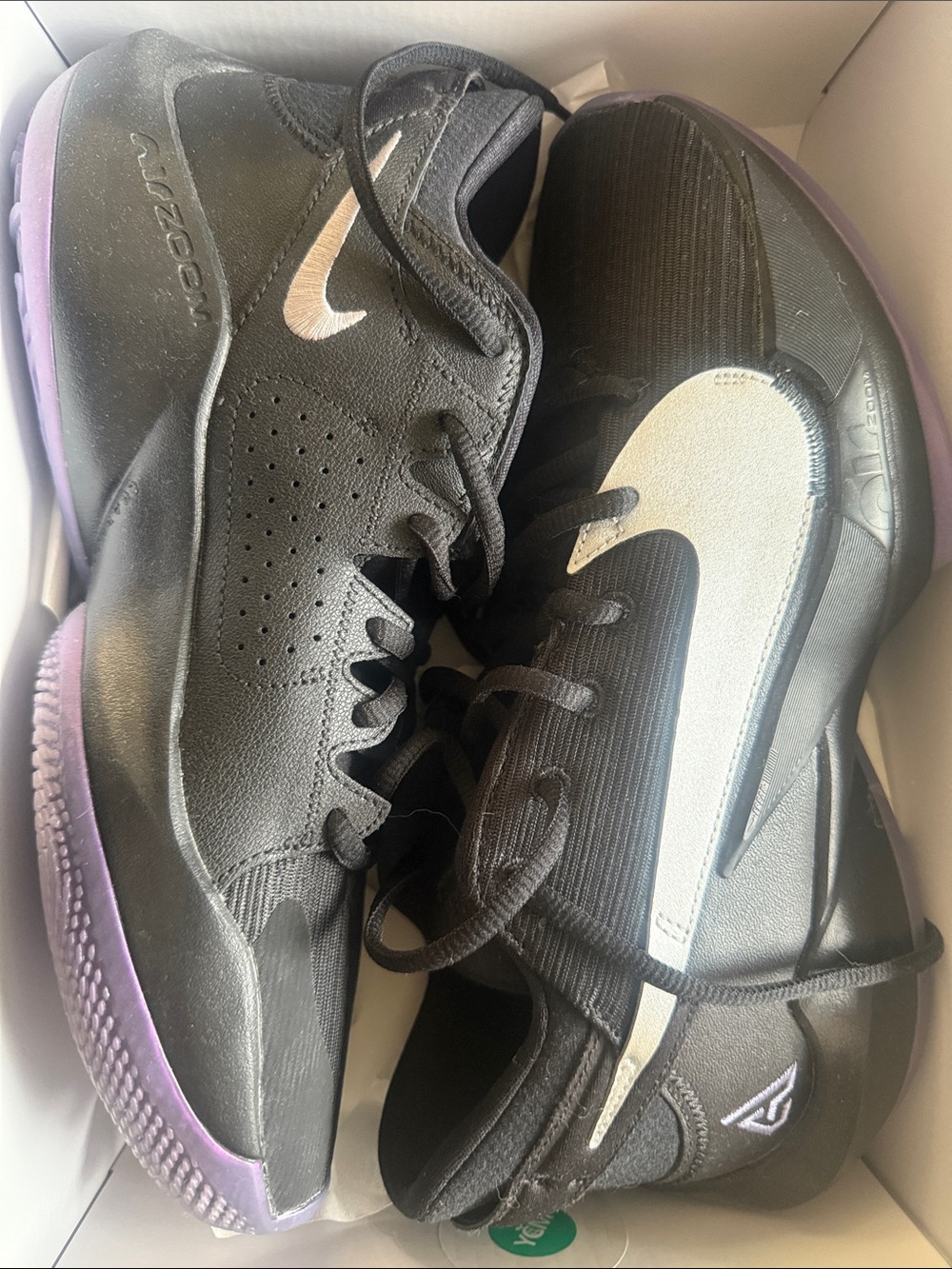 Nike Black Basketball Shoes with Purple and Silver Accents